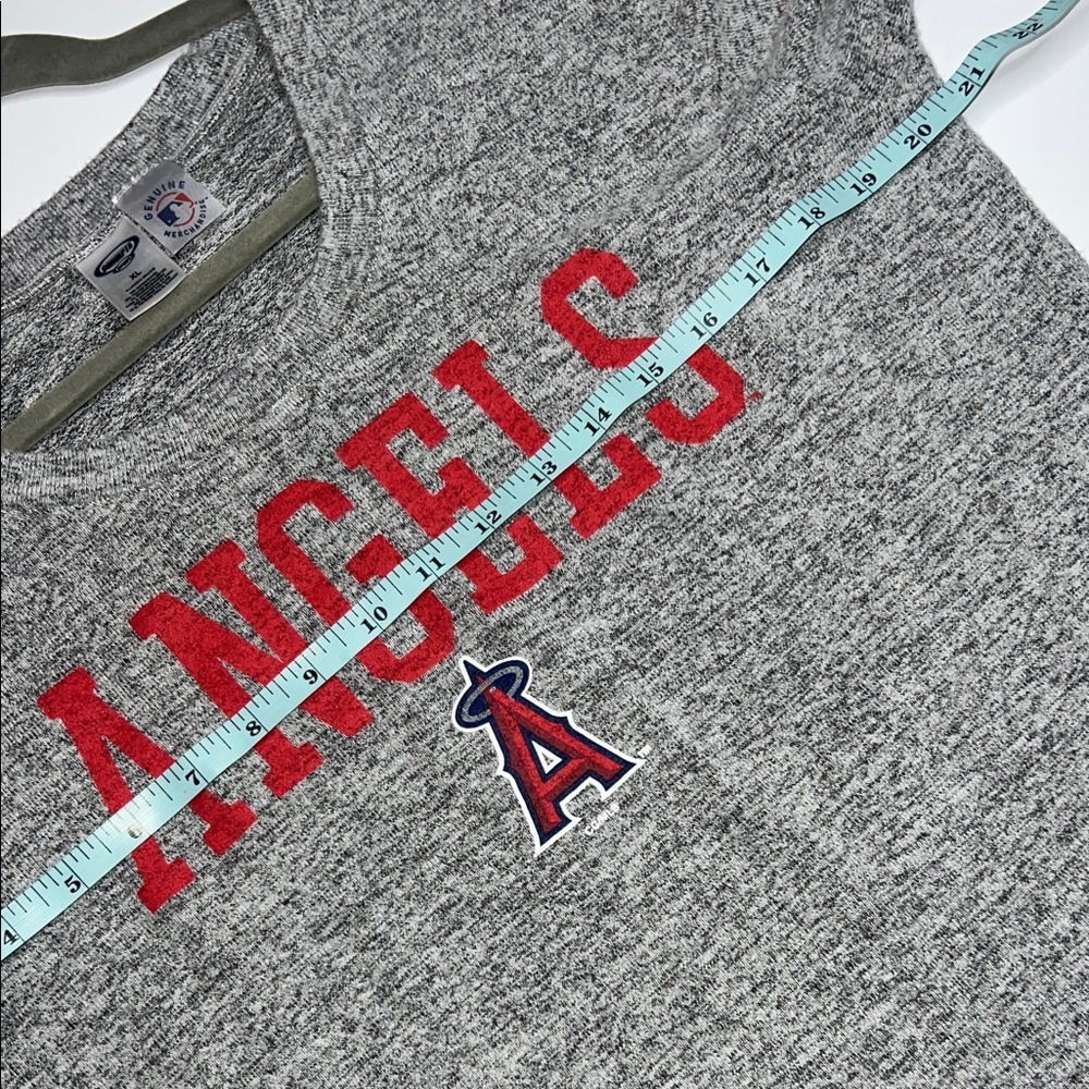 Majestic Heather Gray Long Sleeve Tee with Red Angels Design XL - Picture 6 of 8